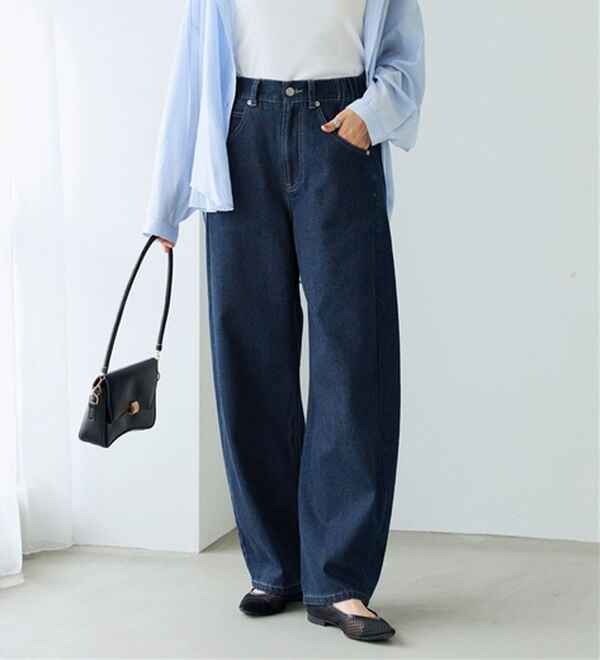 BELLUNA（ベルーナ）の「オシャレに見えるカーブデニムパンツ（ワイドパンツ・ガウチョ）」｜詳細画像