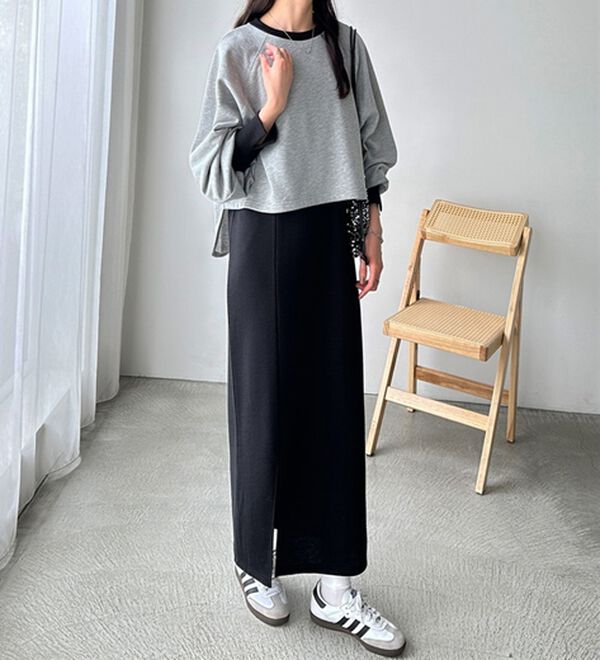 GeeRA（ジーラ）の「配色裏毛スウェットセットアップワンピース（カットソーワンピース）」｜詳細画像