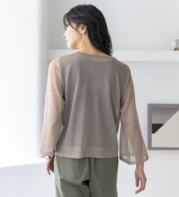 BELLUNA（ベルーナ）の「サガラ刺しゅうシアーニットプルオーバー（ニット・セーター）」｜詳細画像