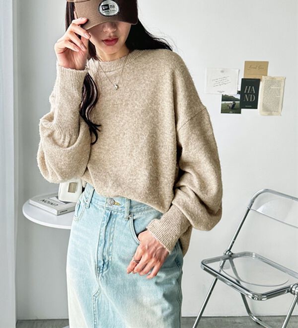 GeeRA（ジーラ）の「ゆるっと柔らか！袖ボリュームメランジニット（ニット・セーター）」｜詳細画像