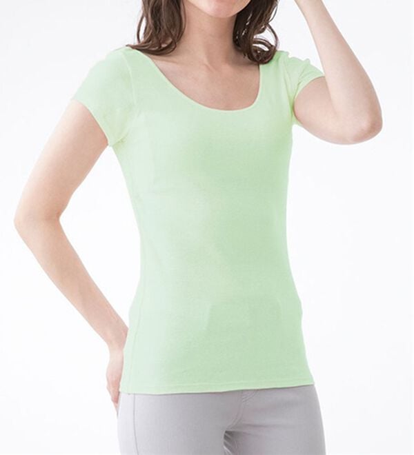 LAVIENNE（ラヴィエンヌ）の「綿１００％サラッと汗取りインナー　半袖＜ラヴィクールナチュラル＞（肌着・インナーウェア）」｜ミント