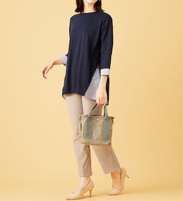 BELLUNA（ベルーナ）の「サイドリボンデザイン異素材切替チュニック（チュニック）」｜詳細画像