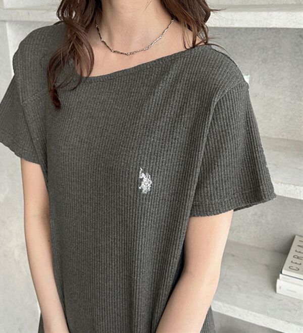 GeeRA（ジーラ）の「【ＵＳ．ＰＯＬＯ．ＡＳＳＮ】アシメネックリブカットソーワンピース（その他ワンピース）」｜詳細画像