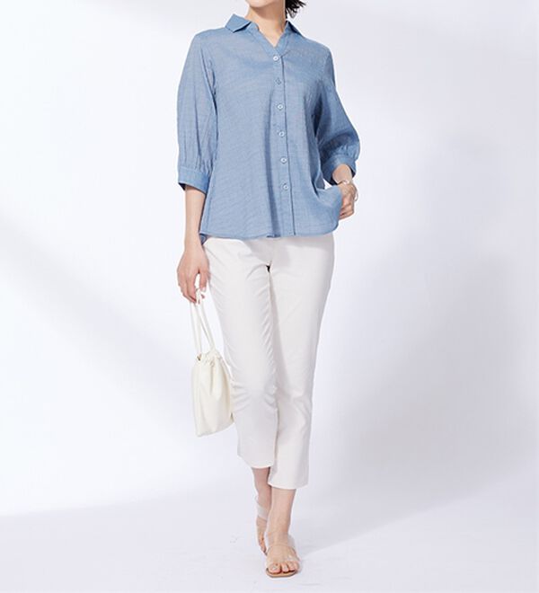 BELLUNA（ベルーナ）の「スキッパー衿ぽこぽこ素材ブラウス（ブラウス）」｜詳細画像