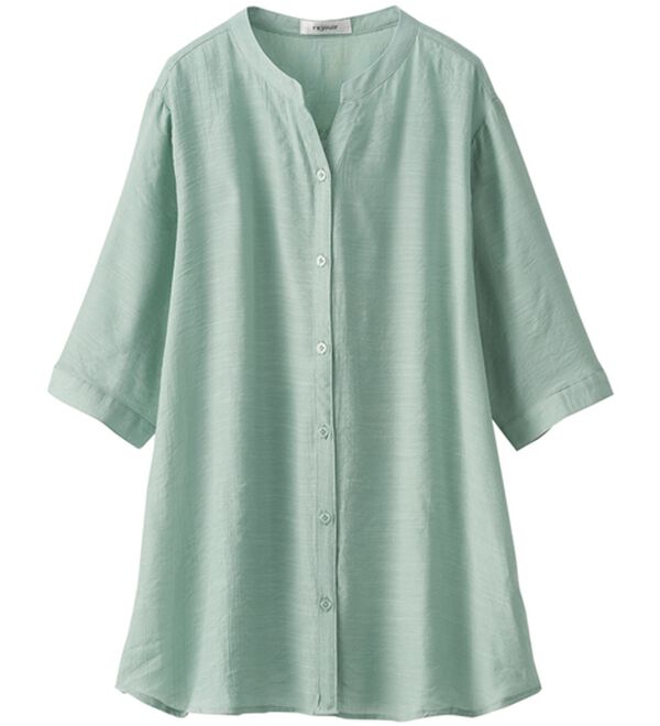 BELLUNA（ベルーナ）の「スラブ素材スキッパーデザインシャツ（シャツ）」｜ライトグリーン