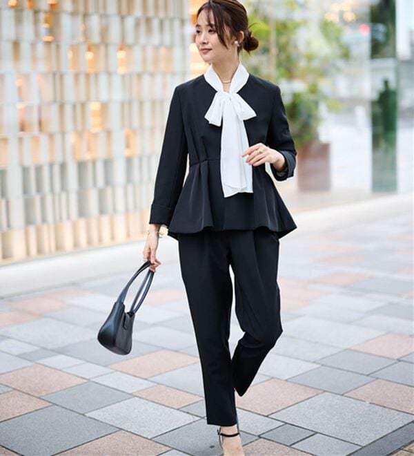 RANAN（ラナン）の「ノーカラーペプラムパンツスーツ（パンツスーツ）」｜詳細画像