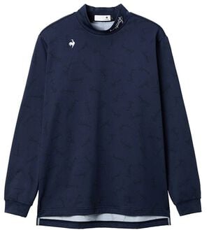 「シーズン柄モックネック長袖シャツ（メンズカットソー）」｜ネイビー