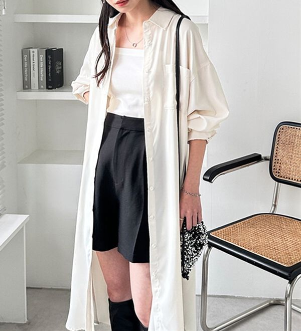 GeeRA（ジーラ）の「スリット入りロングシャツワンピース（シャツワンピース）」｜詳細画像