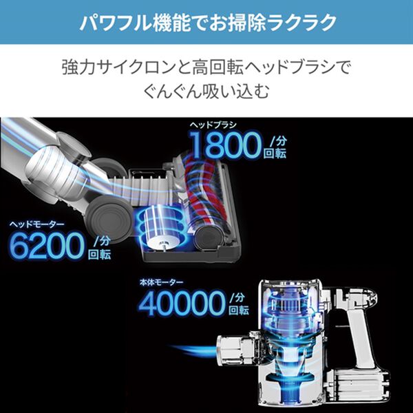 「ベルーナオリジナル　パワーヘッド搭載サイクロン掃除機（掃除機・クリーナー）」｜詳細画像