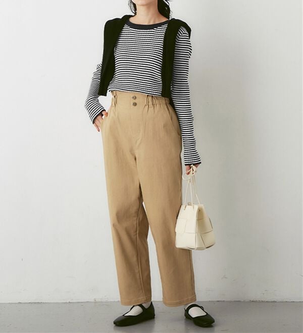 Viola e Viola（ヴィオラ エ ヴィオラ）の「【静電気防止】綿１００％ちくちくしないボーダーリブニット（ニット・セーター）」｜詳細画像