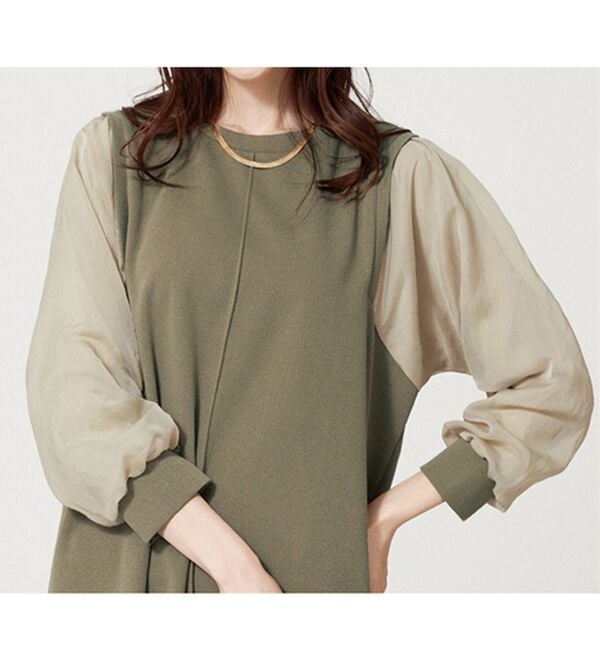 BELLUNA（ベルーナ）の「シアー袖デザインワンピース（その他ワンピース）」｜詳細画像