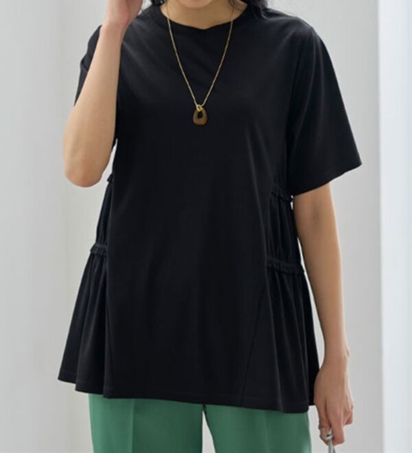 BELLUNA（ベルーナ）の「ヒンヤリ！サイドギャザー使いチュニック（チュニック）」｜詳細画像