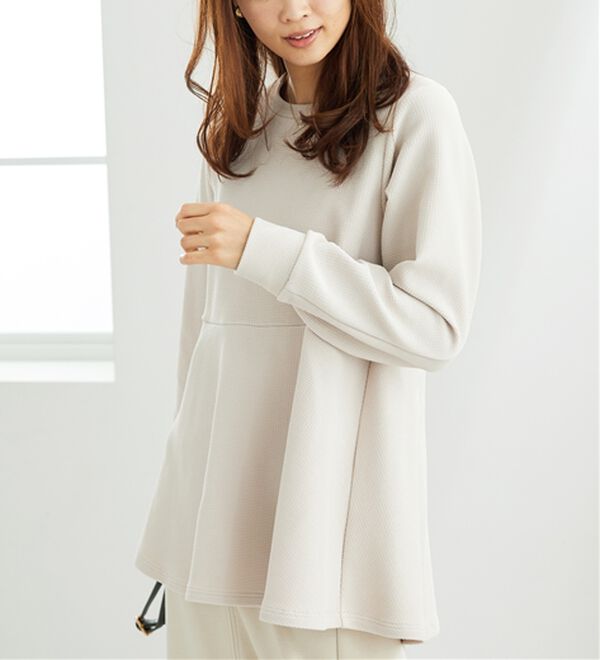 BELLUNA（ベルーナ）の「裏起毛ふくれジャカードペプラムチュニック（チュニック）」｜詳細画像