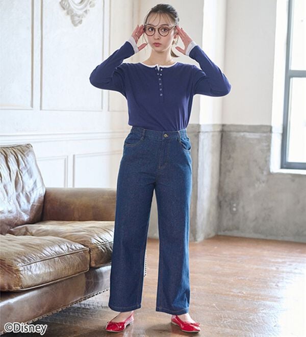 BELLUNA（ベルーナ）の「＜Ｄｉｓｎｅｙ＞刺しゅうデニムパンツ（ワイドパンツ・ガウチョ）」｜詳細画像