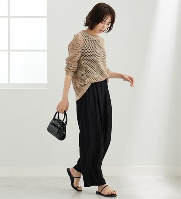 BELLUNA（ベルーナ）の「ビンテージ調タックワイドパンツ（ワイドパンツ・ガウチョ）」｜詳細画像