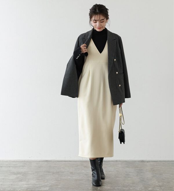 Pierrot（ピエロ）の「ペアスキンベロアジャンパースカート（ジャンパースカート）」｜詳細画像