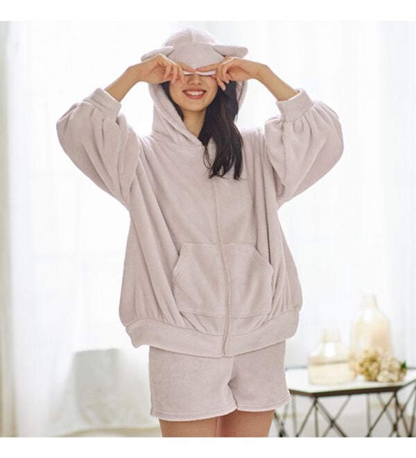 YU'NOW（ユナウ）の「ネコのみみボアパーカールームウェアセット（パジャマ・ルームウェア）」｜詳細画像