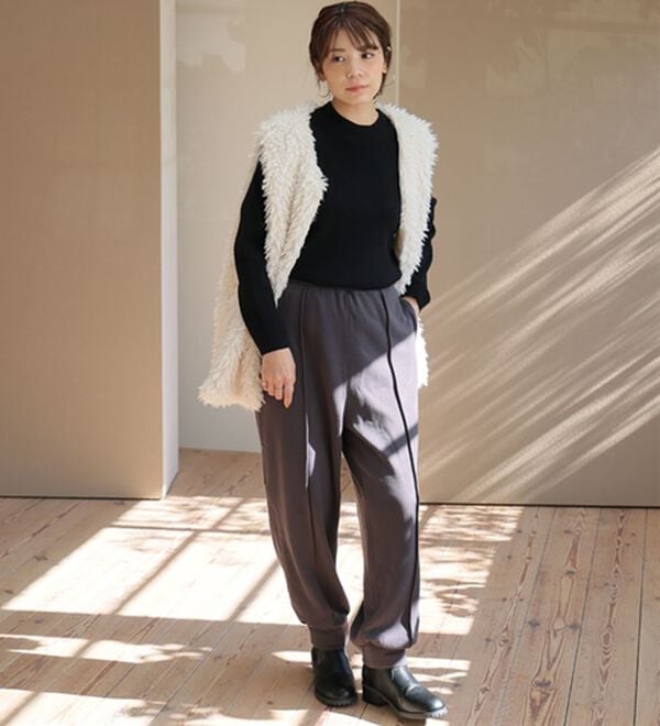 A HAPPY MARILYN（アハッピーマリリン）の「【Ｌ～８Ｌ】暖かシャギーで下半身の冷え対策！裏起毛 裏シャギーパンツ（フルレングスパンツ）」｜詳細画像