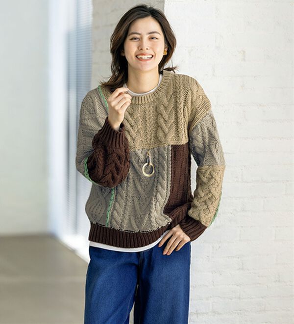 ルフラン（ルフラン）の「パッチワークのゆるニット（ニット・セーター）」｜詳細画像