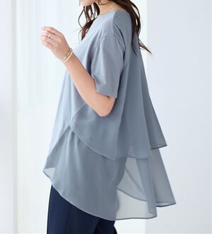 alotta（アロッタ）の「【接触冷感】バックシフォン切替チュニック（チュニック）」｜ラベンダーブルー