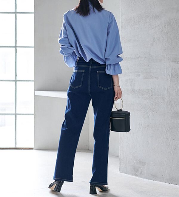 RANAN（ラナン）の「【裏起毛】ウエストゴムなのにスッキリ穿けるデニム（フルレングスパンツ）」｜詳細画像