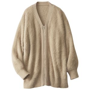 BELLUNA（ベルーナ）の「シャギー素材ジッパー使いカーディガン（ニットカーディガン）」｜ベージュ