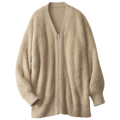 BELLUNA（ベルーナ）の「シャギー素材ジッパー使いカーディガン（ニットカーディガン）」