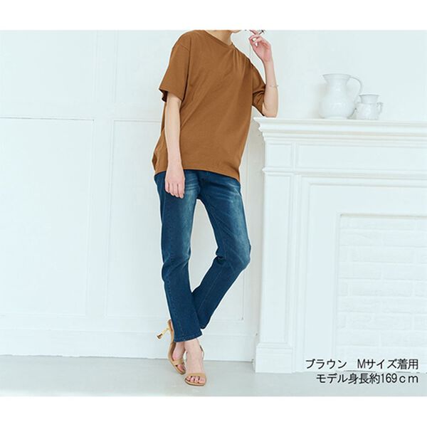 ひんやり！綿100％汗ジミ防止！裾タックロング丈Tシャツ＜Beautiful