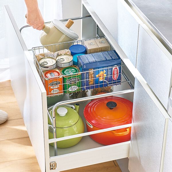 「伸縮式シンク下スライドバスケット収納（キッチン収納）」｜詳細画像