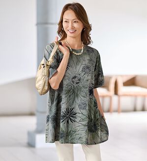 BELLUNA（ベルーナ）の「綿１００％ビンテージ調部分刺しゅう使いチュニック（チュニック）」｜グレー系