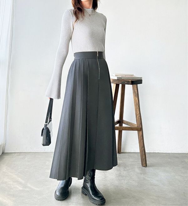 GeeRA（ジーラ）の「フロントファスナープリーツスカート（ロングスカート）」｜詳細画像