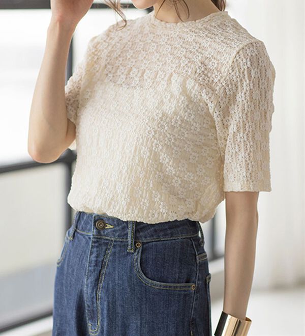 現行♡ミュベール 花柄レース ストレッチオールインワン 完売品 フラワーストレッチレースT - ベルーナ【公式】