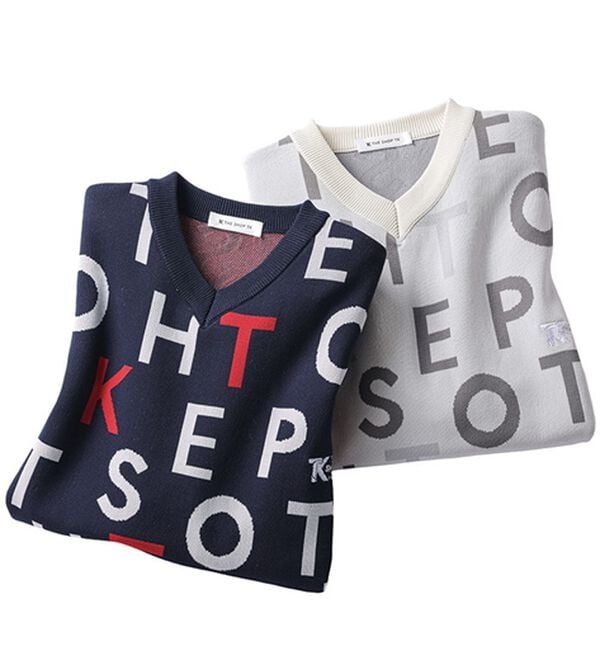 「＜ザ　ショップ　ティーケー＞軽量ストレッチＶネックロゴセーター（メンズシャツ）」｜詳細画像