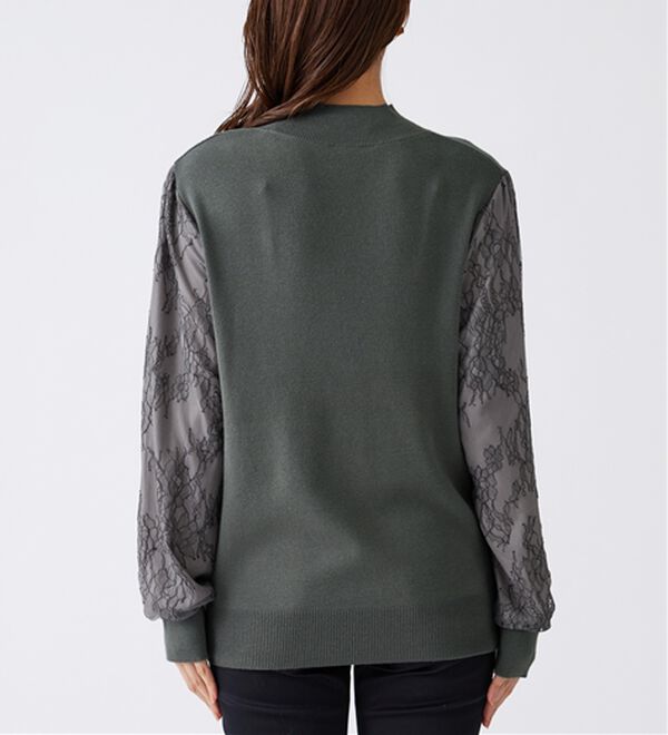 BELLUNA（ベルーナ）の「袖レースデザインニットプルオーバー（ニット・セーター）」｜詳細画像