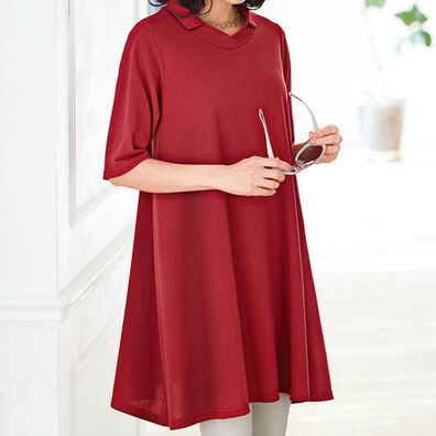 BELLUNA（ベルーナ）の「強撚綿１００％かのこ素材フレアーチュニック（チュニック）」