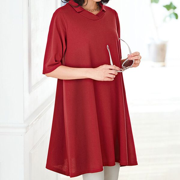 BELLUNA（ベルーナ）の「強撚綿１００％かのこ素材フレアーチュニック（チュニック）」｜詳細画像