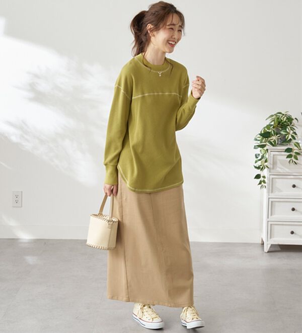 BELLUNA（ベルーナ）の「裏起毛ワッフル素材チュニック（チュニック）」｜詳細画像