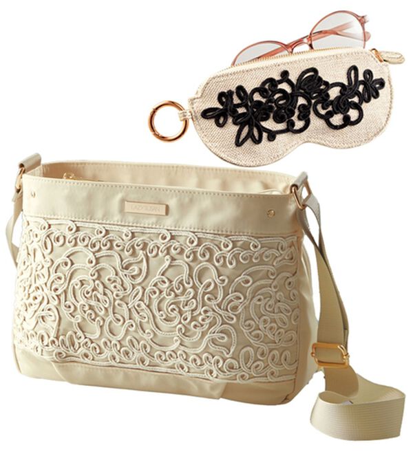 BELLUNA（ベルーナ）の「【２点セット】＜ＬＡＺＹ　ＳＵＳＡＮ＞花柄コード刺しゅう同色２点セット（ショルダーバッグ）」｜ホワイト