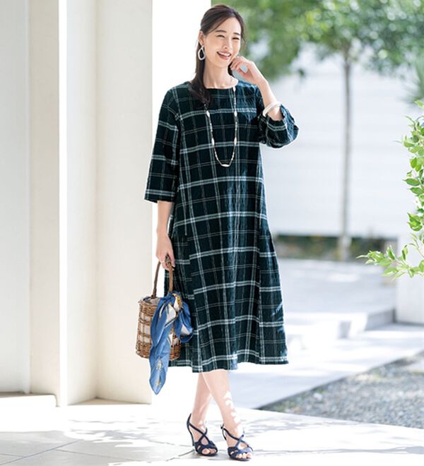 ルフラン（ルフラン）の「涼やか素材のゆったりワンピース（カットソーワンピース）」｜黒系