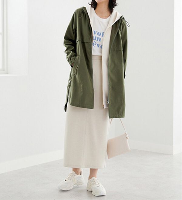 BELLUNA（ベルーナ）の「はっ水加工ボンディング素材ロング丈パーカー（ロングコート）」｜詳細画像