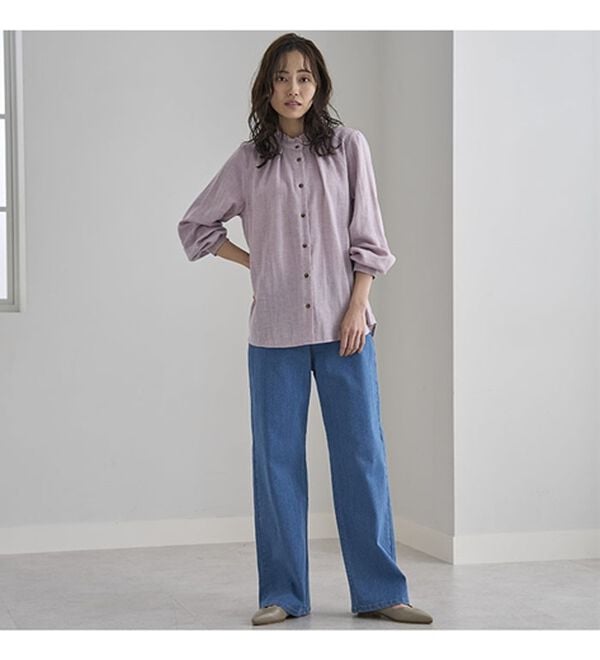 BELLUNA（ベルーナ）の「ぐんぐん伸びるカラーワイドデニム（ワイドパンツ・ガウチョ）」｜詳細画像