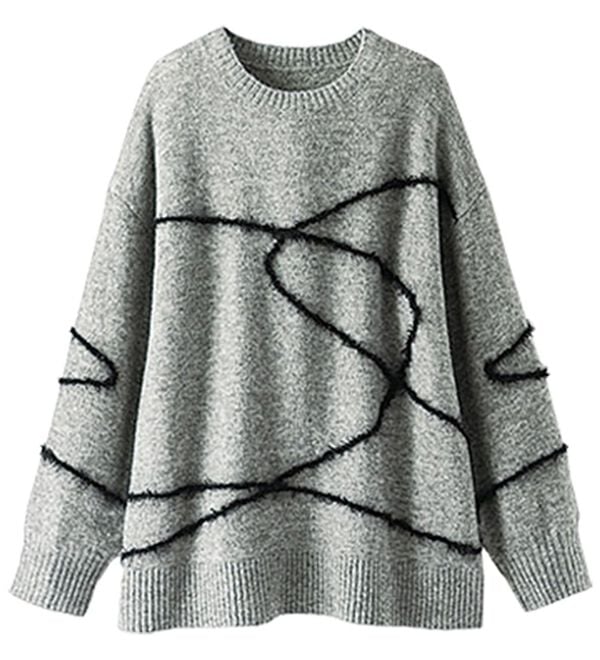 BELLUNA（ベルーナ）の「線描きジャカードニットプルオーバー（ニット・セーター）」｜詳細画像