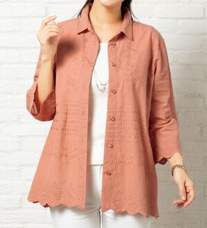 ルフラン（ルフラン）の「贅沢刺しゅうの上品ブラウス（ブラウス）」｜コーラル