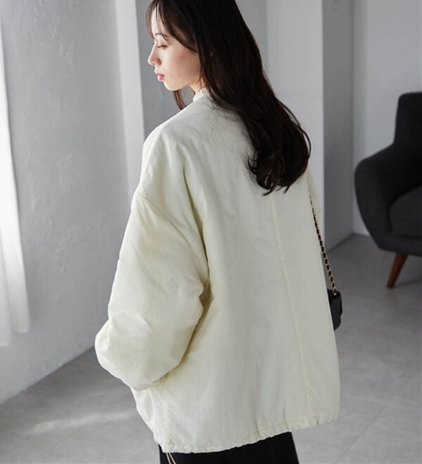 RANAN（ラナン）の「ノーカラーオーバーサイズ中わたブルゾン（ハーフコート）」｜詳細画像