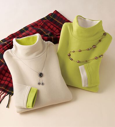 「【２枚組】おしゃれな配色あったか裏起毛プルオーバー（カットソー）」