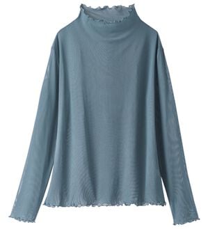 BELLUNA（ベルーナ）の「《重ねて楽しむ！》シアー素材ボトルネックプルオーバー（カットソー）」｜ブルー