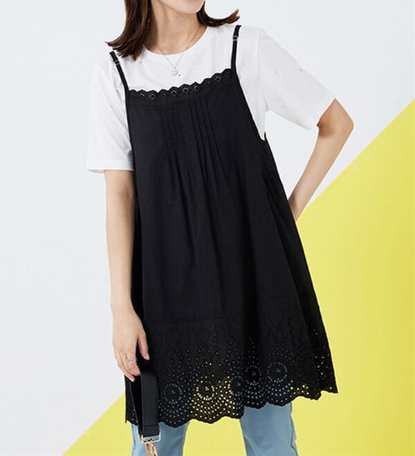 BELLUNA（ベルーナ）の「刺しゅう使いキャミチュニックアンサンブル（チュニック）」｜詳細画像