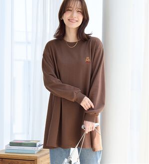 alotta（アロッタ）の「【テディベア】ミニ裏毛Ａラインチュニック（チュニック）」｜ブラウン