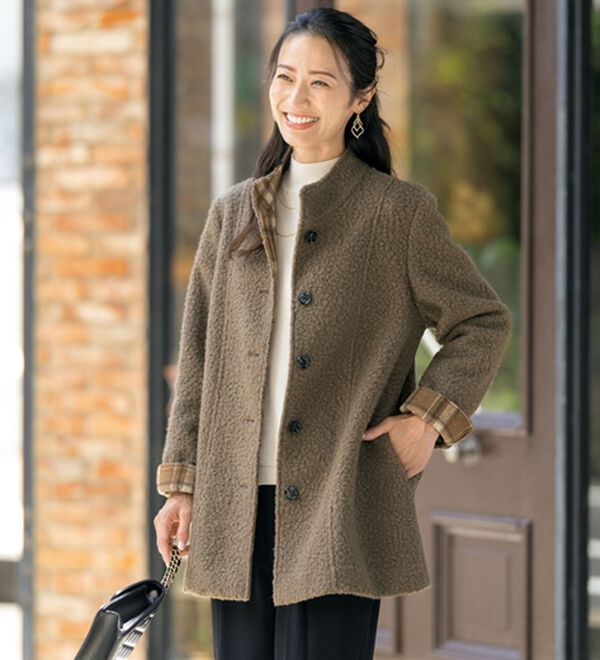 試着のみ)Maison Morelle コート ブラウンチェック 36m 試着のみ