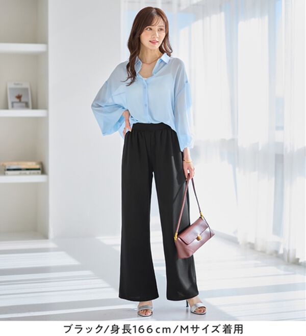 alotta（アロッタ）の「すっきり細見せ叶う！ストレッチセミワイドパンツ（ワイドパンツ・ガウチョ）」｜詳細画像